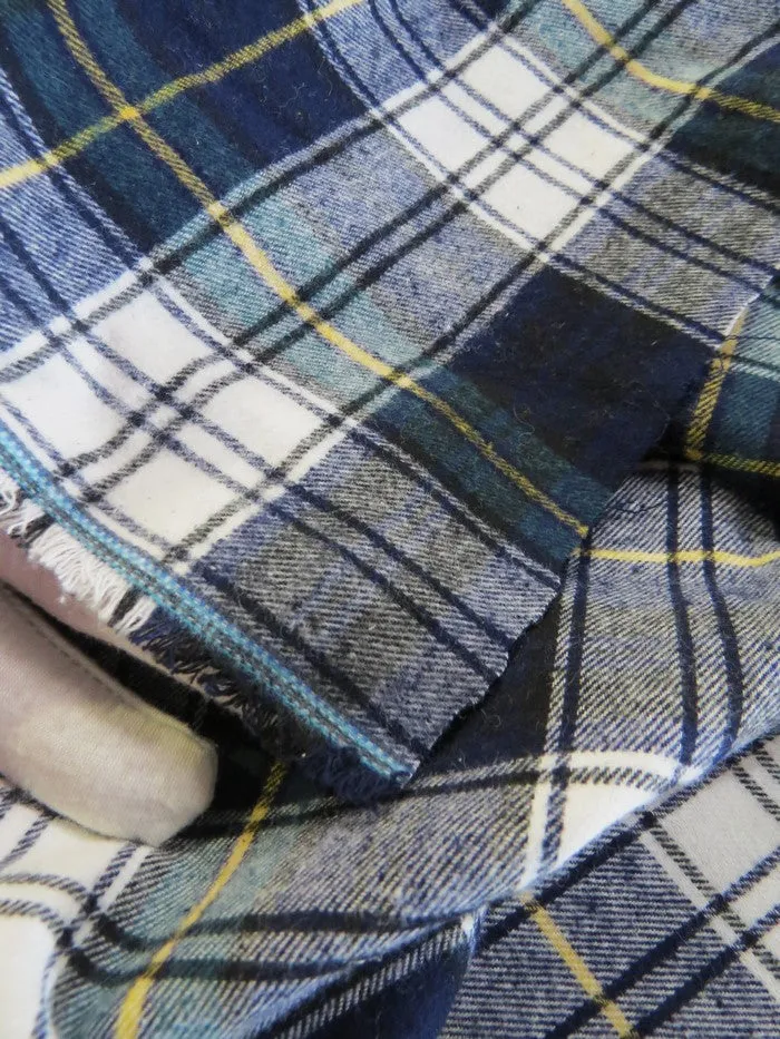 Tartan Plaid Uniform Apparel Flannel Fabric / White/Pink / Sold By The Yard