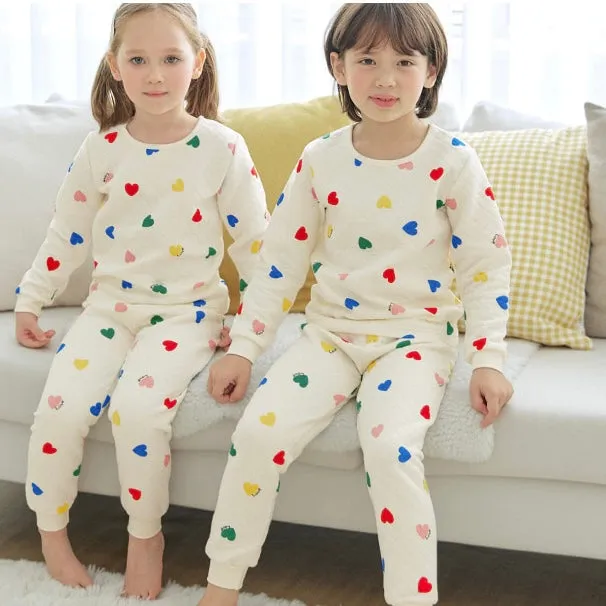 Thermal Korean Kids Pajamas Set-Heart Rain