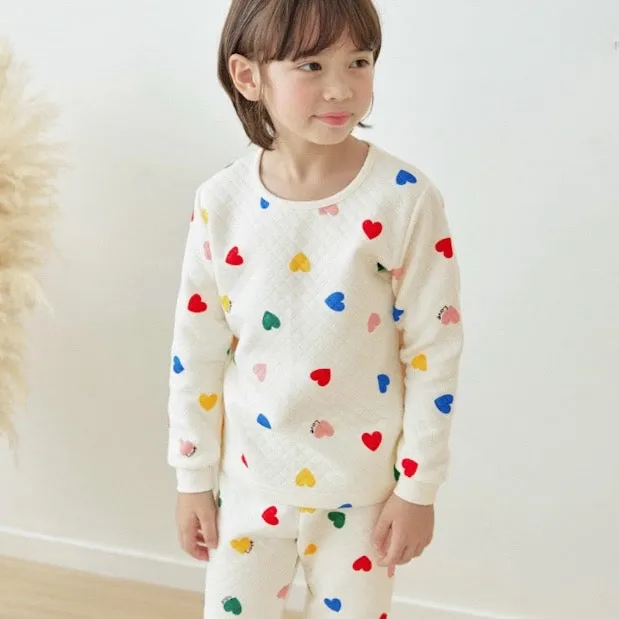 Thermal Korean Kids Pajamas Set-Heart Rain