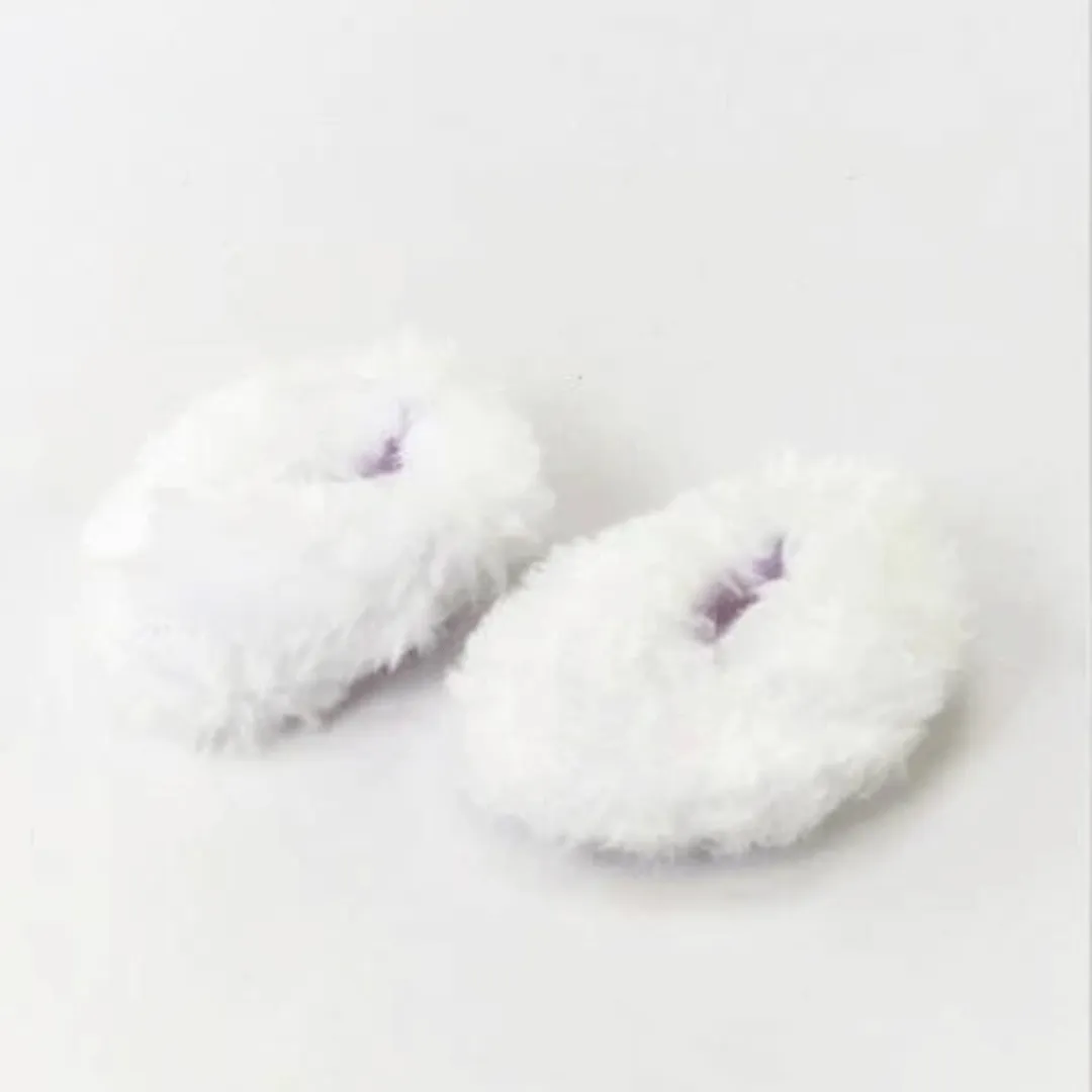 White Fuzzy Slippers for 18-Inch Dolls