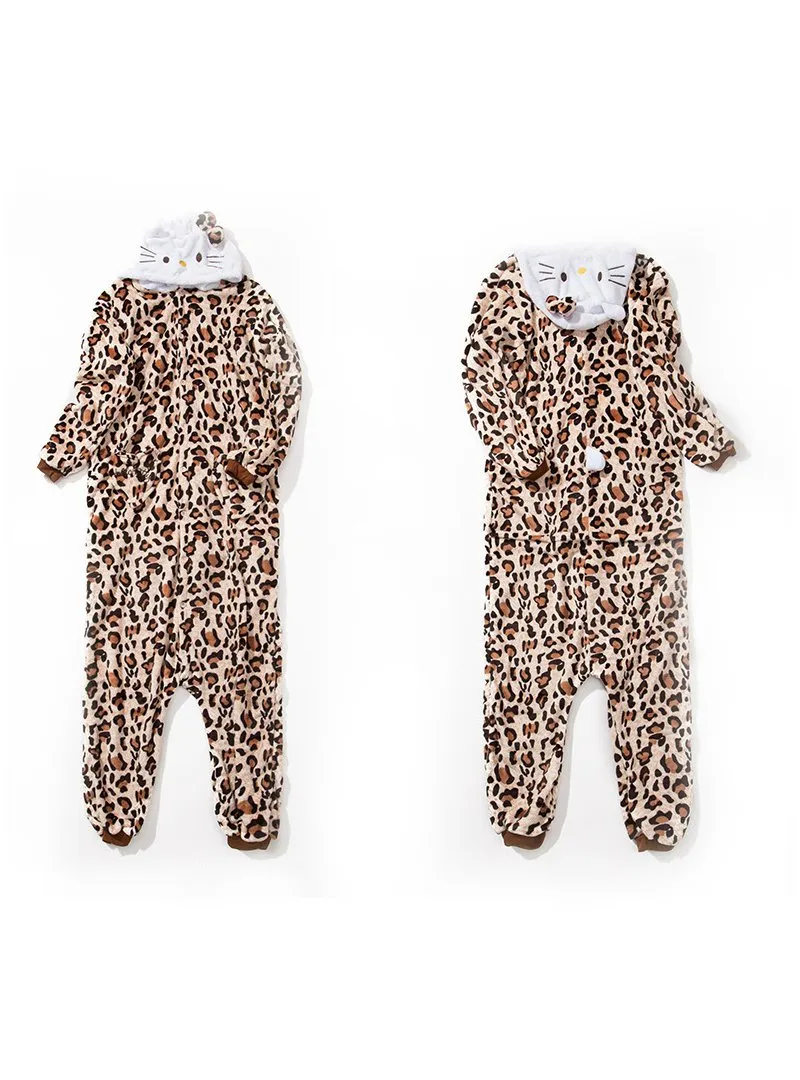 WOMEN LEOPARD KITTY CAT PAJAMA ADULT SLEEP