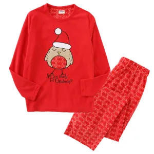 Women Long Sleeve Polar Fleece Christmas Red/Aop Snowflake Pajamas Set