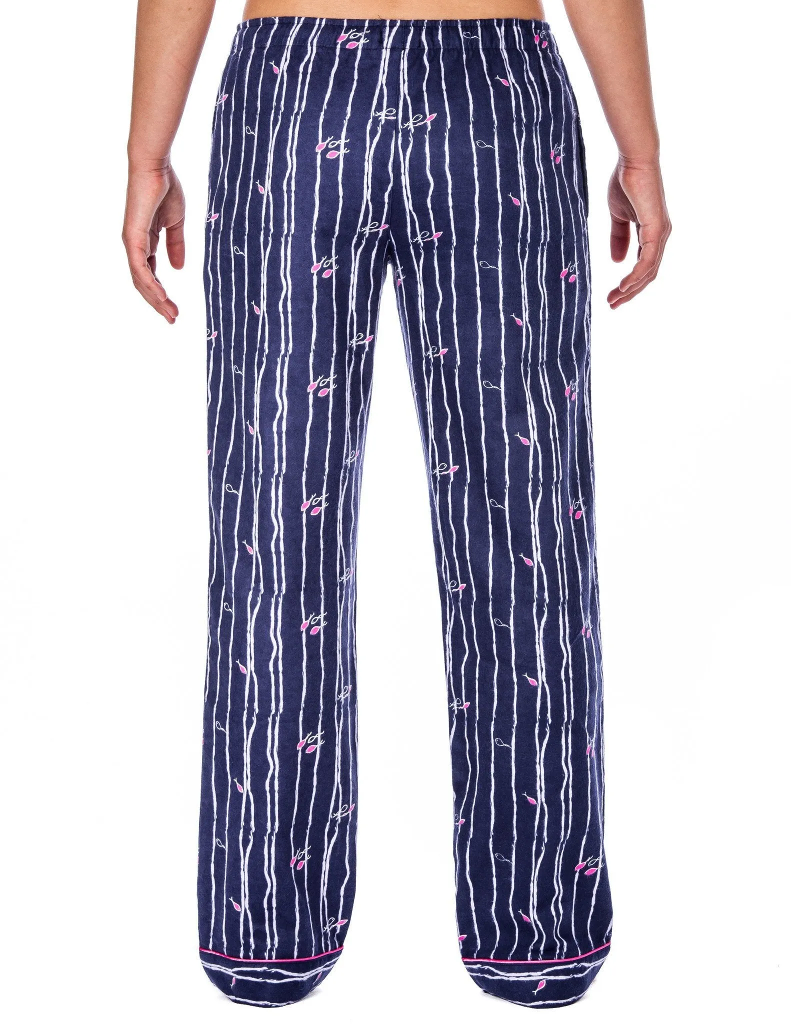 Women's Cotton Flannel Lounge Pants (2 Pack) - Relaxed Fit - Fish Kelp Blue - Cutwork Dark Blue