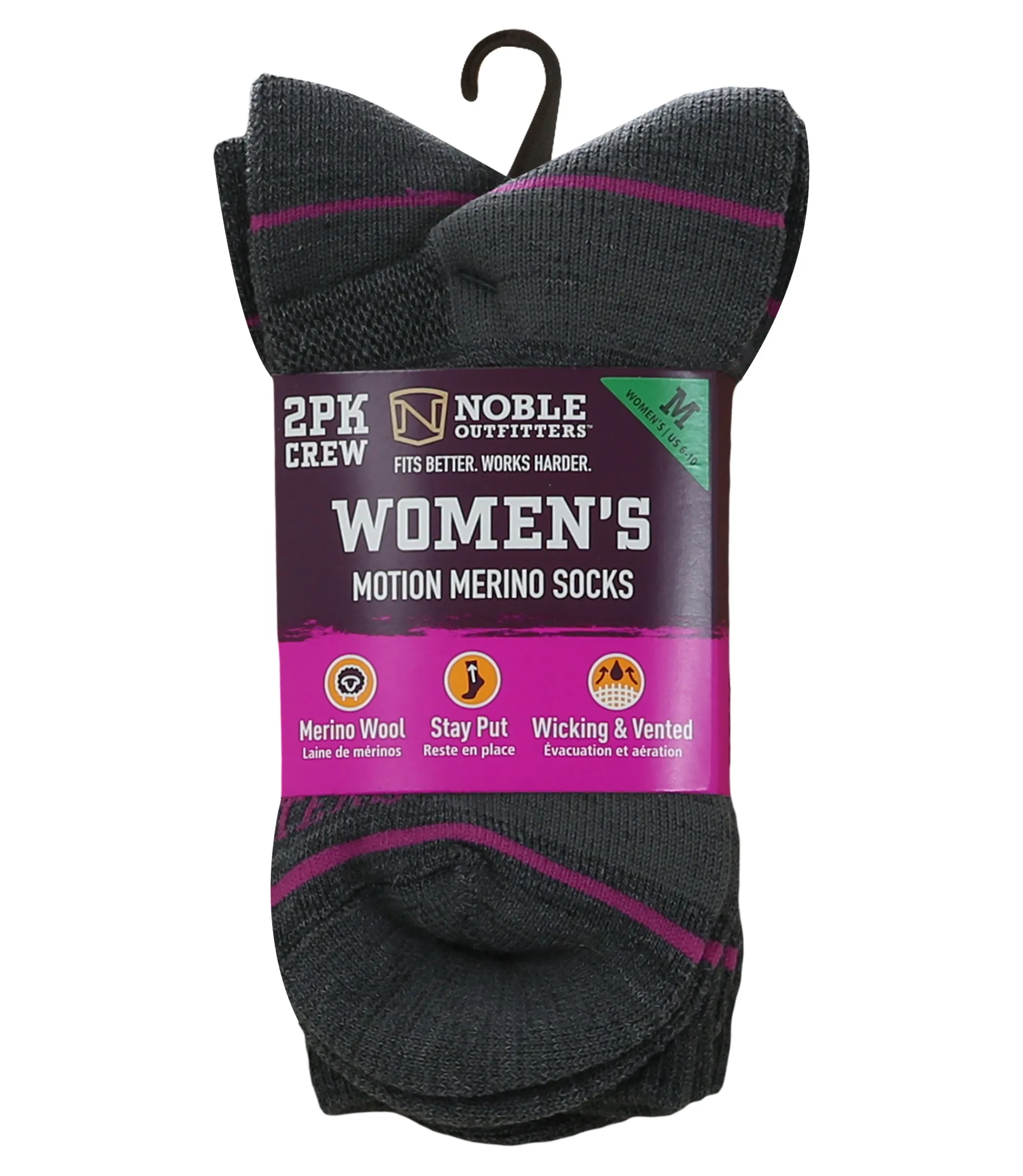 Women's Motion Merino Crew Sock – 2 Pack